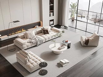 Modern sofa coffee table combination home 3d model