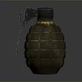 Olive Green Hand Grenade With Metal Fuse And Textured Explosive Body