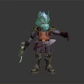 Gray Wolf Game Movie Character With Armored Suit Red Vest And Weapons
