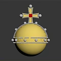 Golden Crown Shaped Decorative Ornament Set With Cross And Pearl Accents