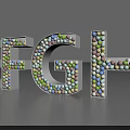 Colorful Balls Composed 3D Letters E F G H with Decorative Design on Gray