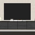 Modern Wooden TV Stand With TV Books Cup And Decorative Items