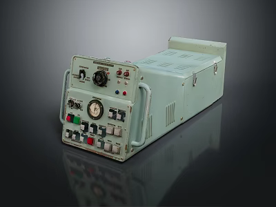 Vintage Electronic Device With Light Green Casing Control Panel Knobs Buttons And Meter 3d model