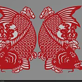 Traditional Red Paper Cut Fish Wall Decor with Lucky Auspicious Meaning and Art Culture