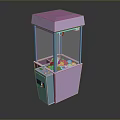 Computer Controlled Pink Turquoise Claw Crane Arcade Machine With Transparent Window And Colorful Balls 3d model