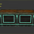 Antique Wooden Console Cabinet With Rustic Textured Top And Carved Legs