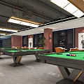 Modern Billiard Room Interior With Tables And Chairs 3d model