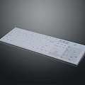 Modern White Computer Keyboard With Sleek Design And Green Indicator Light 3d model