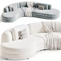 Modern Curved Sectional Sofa With Throw Pillows And Multiple Color Options 3d model