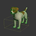 Cute Brown And White Puppy Standing On Dark Surface With Reflection 3d model