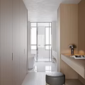 Elegant Modern Bathroom Interior with Marble Walls Bathtub Glass Shower and Double Sinks