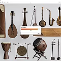 Varied Musical Instruments And Art Supplies Collection With String Wind Percussion Instruments Brushes And Paints