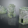 Medieval Mossy Stone Tower Ruins With Varied Shapes As Scenic Architectural Components