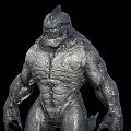 Game And Movie Character Shark Like Monster With Gray Scaly Skin Muscular Body Sharp Teeth