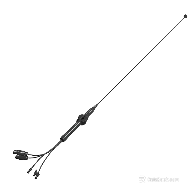 Black Vehicle Antenna With Coaxial Cable And Connector For Communication Use 3d model 