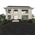Classical Detached Villa Exterior With Stone Facade Large Windows And Grand Entrance