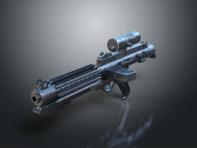 Tactical Weapon Sniper Rifle With Scope Barrel Mechanical Parts And Metallic Grip 3d model