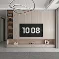 Simple Living Room Full Wall TV Cabinet Wall Khakis Gray Glass Door Small Apartment Locker Combination 3d model