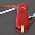 Red Swiss Army Knife With Open Blades And Multi Tools On Black Surface 3d model