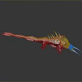 Mythical Fantasy Flying Creature 3D Model With Long Tail Sharp Fangs And Textured Scales