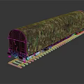 Camouflage Covered Military Style Train Carriage with Realistic Design on Railway Tracks