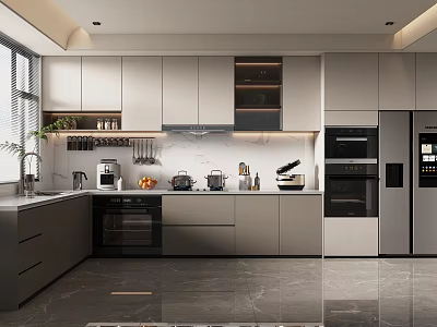 Modern Kitchen With Sleek Cabinets And Appliances 3d model