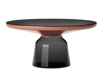 Modern Round Coffee Table With Black Glass Top And Copper Base 3d model