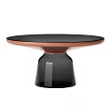 Modern Round Coffee Table With Black Glass Top And Copper Base 3d model