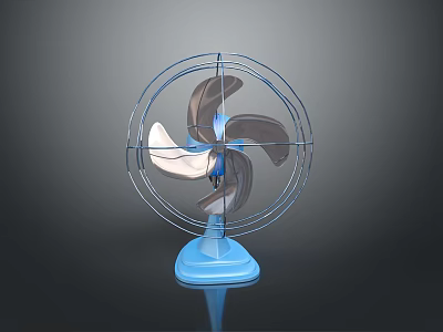 High Quality Computer Cooling Fan With Blue Base Metal Mesh Cover And Gray White Blades 3d model