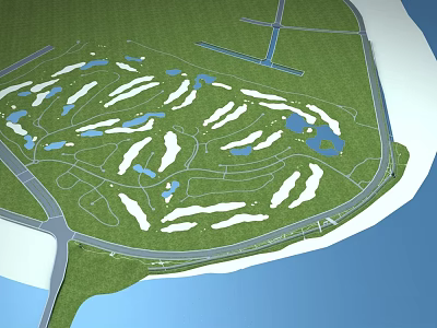 Riverside Landscape Chinese Loft Riverside Park Wetland Pin 3d model