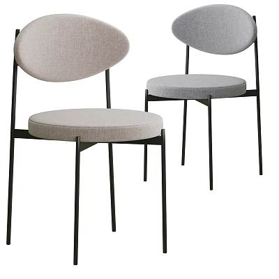 Modern Upholstered Leisure Chairs With Curved Backrest And Black Metal Legs 3d model
