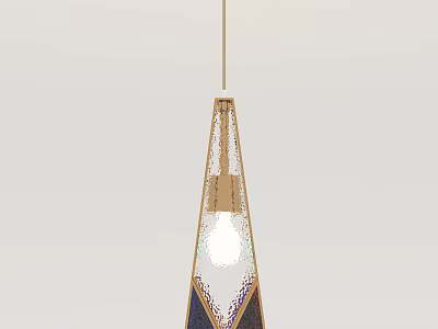 Modern Conical Pendant Light With Glass Shade And Wooden Frame Design 3d model