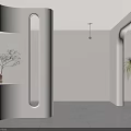 Modern Entryway Hallway Interior Design With Curved Walls Lighting And Plants 3d model