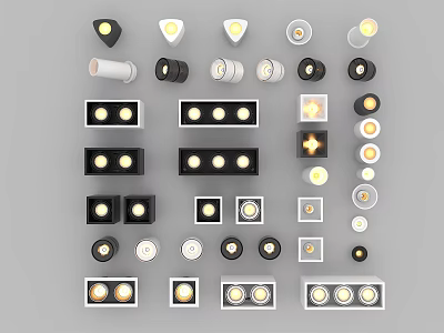 Modern Downlights And Spotlights With Various Designs Styles Shapes And Colors 3d model