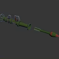 Green Rocket Launcher With Red Tip Projectile And Detailed 3D Model Design 3d model