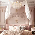 Luxurious French Kids Bedroom With Canopy Bed And Chandelier