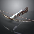Classic Crossbow Design Featuring Silver Metal Frame And Carved Wooden Grip