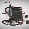 Medical Equipment Manual Wheelchair With Black Seat Red Frame And Footrests