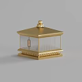 Golden Chinese Style Decorative Outdoor Light with Square Design and Transparent Lampshade