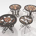 Decorative Plant Patterned Metal Tables With Intricate Floral Designs And Ornate Scroll Legs