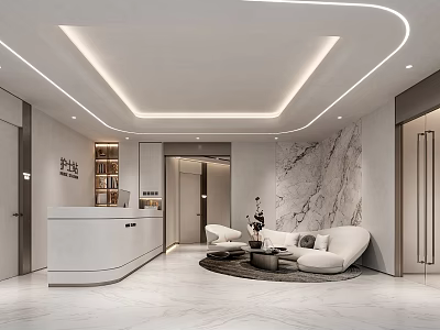 Hospital Outpatient Modern Reception Area With Marble Wall Comfortable Sofa And Bright Lighting 3d model