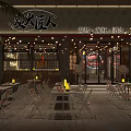 Charcoal Fire Restaurant With Barbecue Lobster Drinks Outdoor Seating Lanterns String Lights