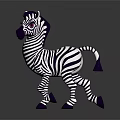 Purple And White Striped Zebra Stuffed Toy On Dark Background With Reflection 3d model