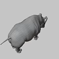 Realistic 3D Rendered Rhinoceros Model With Detailed Texture And Standing Pose