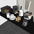 Modern Kitchen Countertop With Essential Appliances Coffee Maker Blender Rice Cooker And Egg Basket