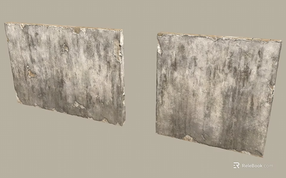 Two Parallel Textured Gray Slabs With Natural Weathered Surface Patterns 3d model 