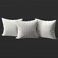 Three Soft White Decorative Pillows With Different Textured Striped Chevron Patterns 3d model