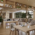 Book Art Reading Space Interior Design With Wooden Ceiling Large Windows And Bookshelves
