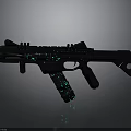 Futuristic Black Assault Rifle With Green Luminous Tech Parts And Modern Design