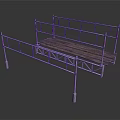 Metal Frame Bench Furniture With Wooden Slats And Support Legs